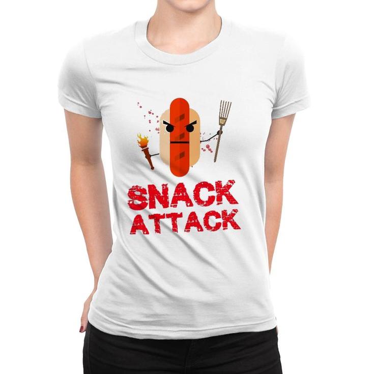 Funny Hot Dog Snack Attack Food Snacks Women T-shirt