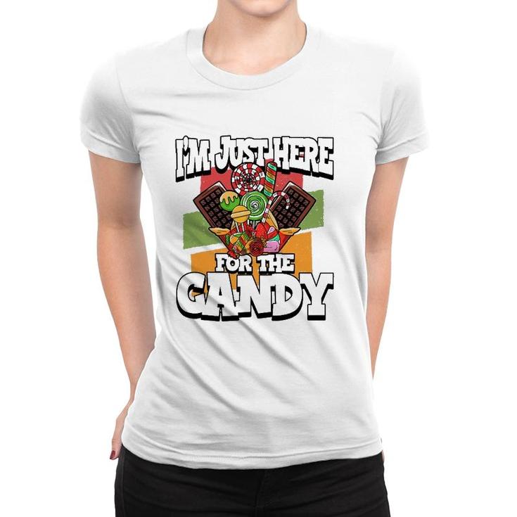 Funny I'm Just Here For The Candy Halloween Party Costume Women T-shirt