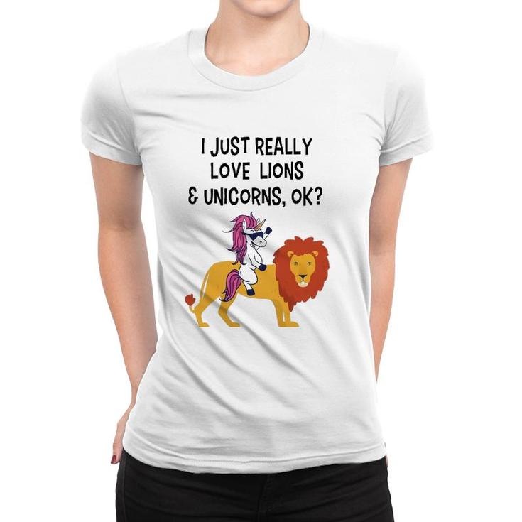 Funny Lion  Unicorn Lion Lover Gift Unicorn Lover Women T-shirt