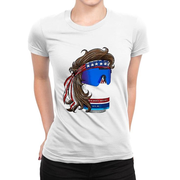 Funny Patriotic Mullet Beer Graphic Tee 4Th Of July Summer Women T-shirt