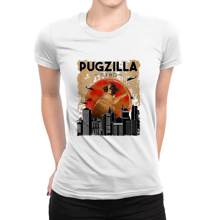 Funny Pug T Pugzilla T Funny Dog Pug  Women T-shirt