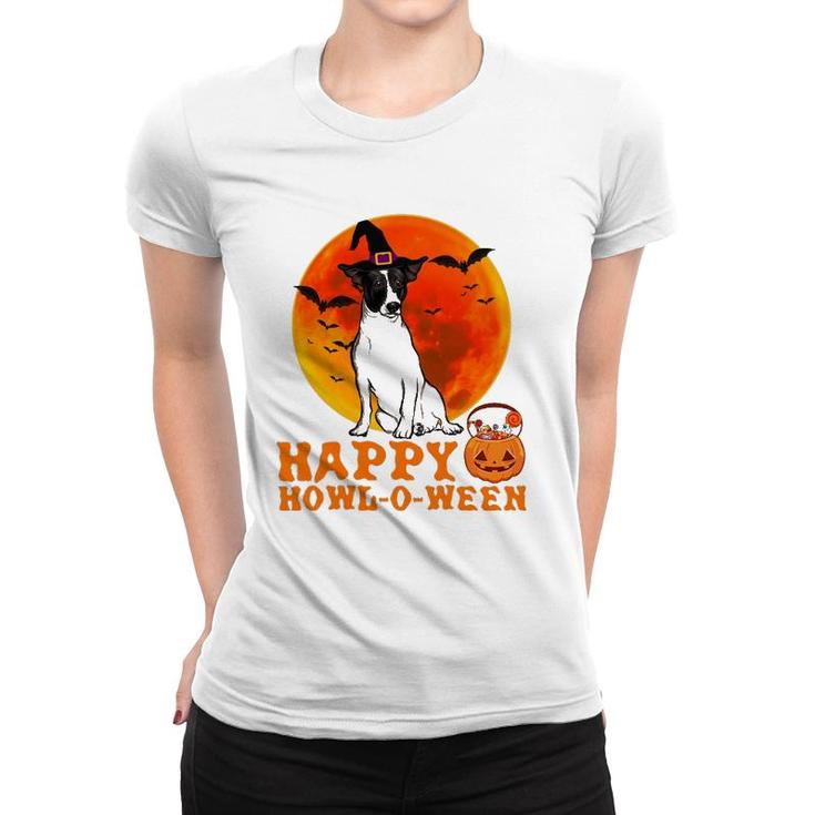 Funny Rat Terrier Dog Halloween Happy Howl-O-Ween Women T-shirt