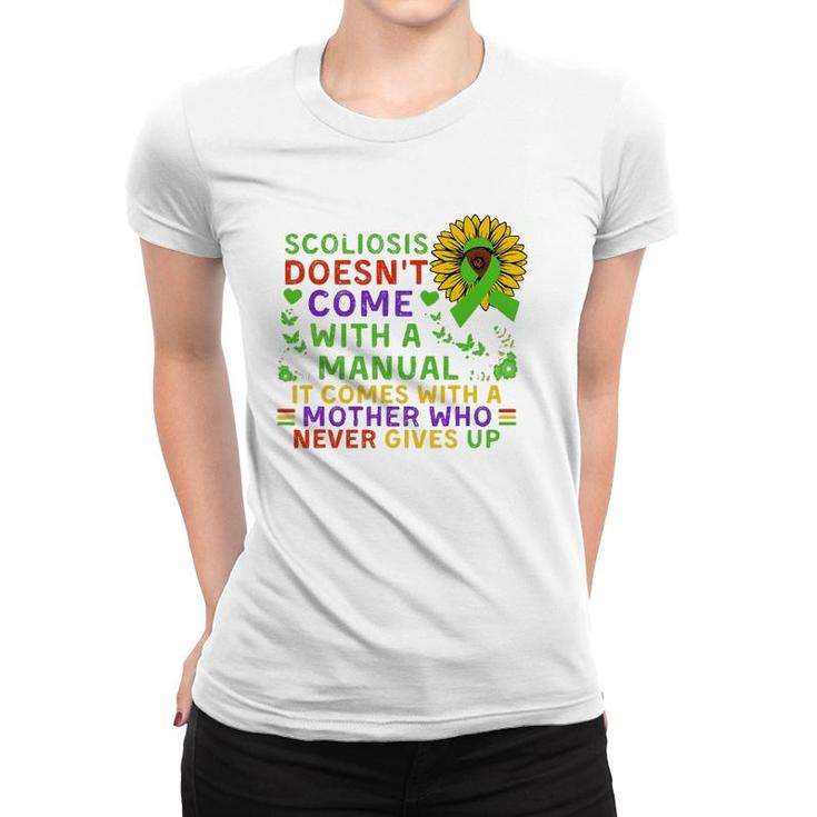 Funny Scoliosis Mother Quote Sunflower With Butterflies Women T-shirt