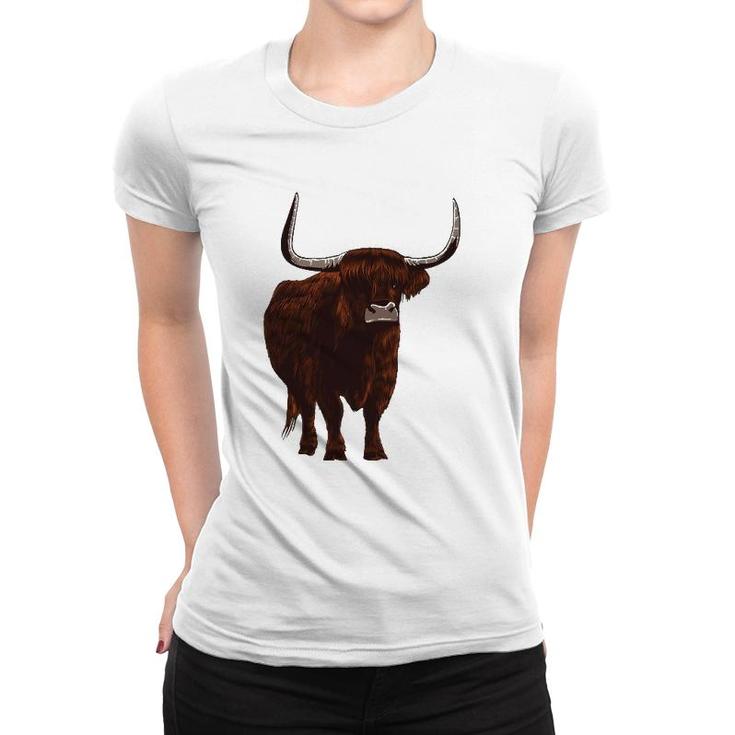 Funny Scottish Highland Cow Design For Men Women Hairy Cow Women T-shirt