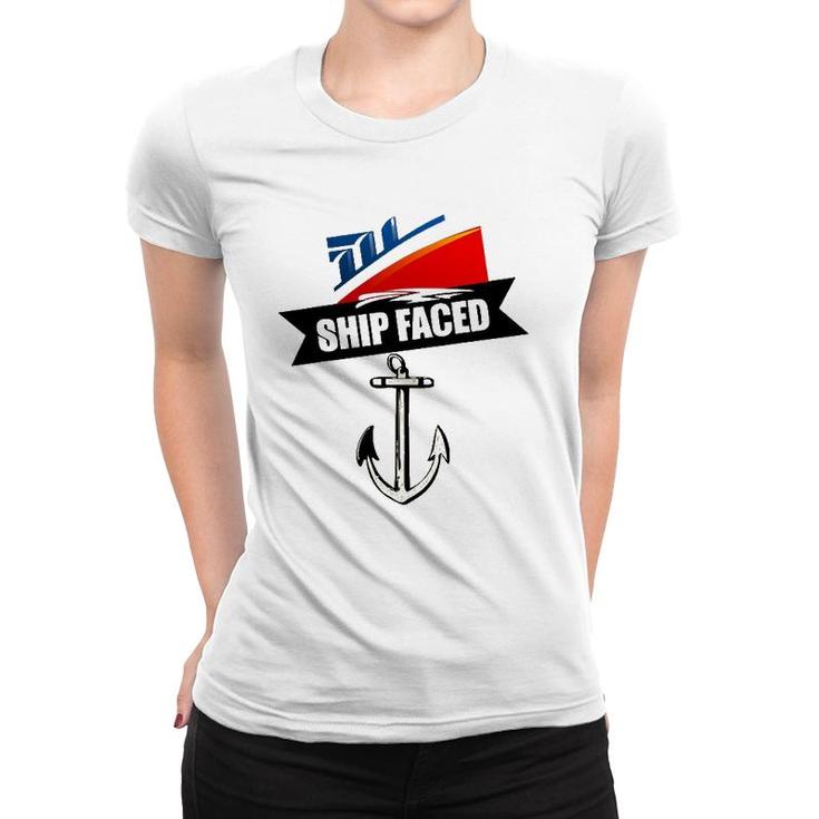Funny Ship Faced Booze Cruise & Boating Nautical Pun Women T-shirt