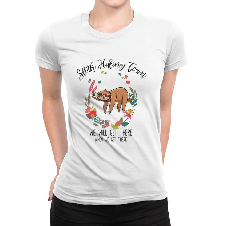 Funny Sloth Gift Women Mothers Day Flower Sloth Hiking Team Women T-shirt