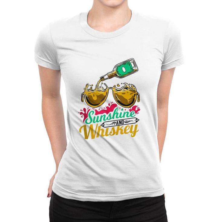 Funny Summer Vacation Gift Sunshine And Whiskey  Women T-shirt
