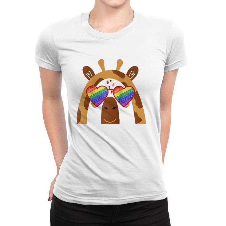 Gay Giraffe Lover Lgbtq Pride Stuff For Teens Rainbow Shades  Women T-shirt