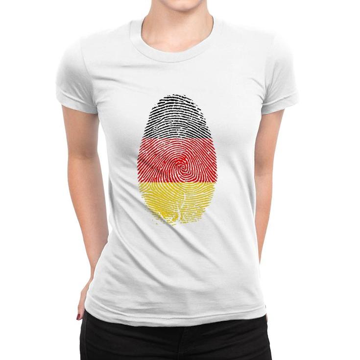Germany Flag Fingerprint It Is In My Dna Gift For Germans Women T-shirt