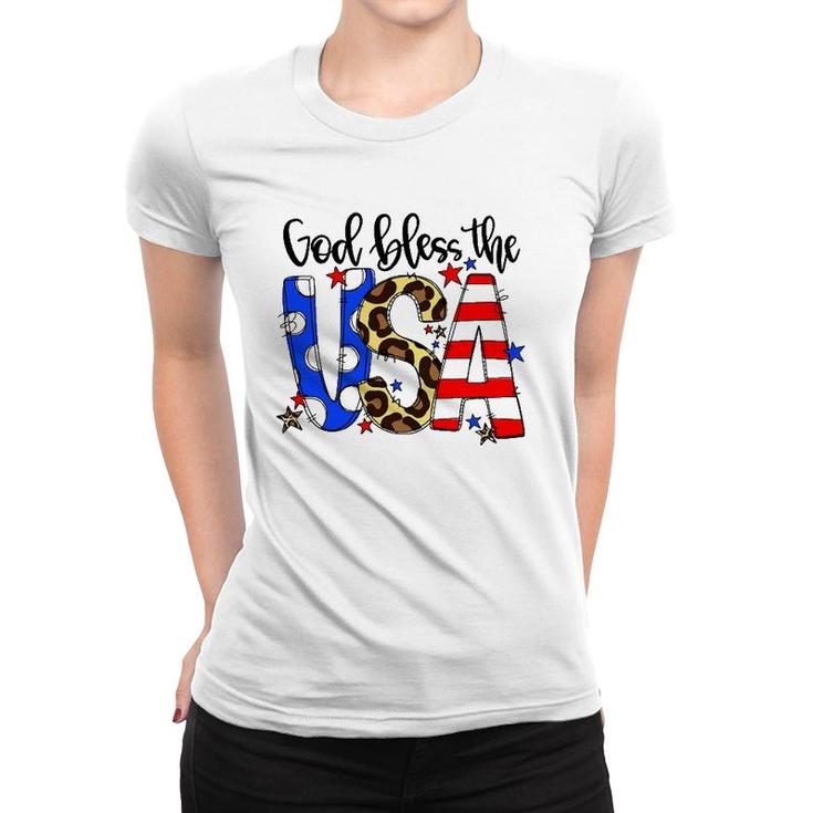 God Bless The Usa 4Th Of July Leopard Women T-shirt
