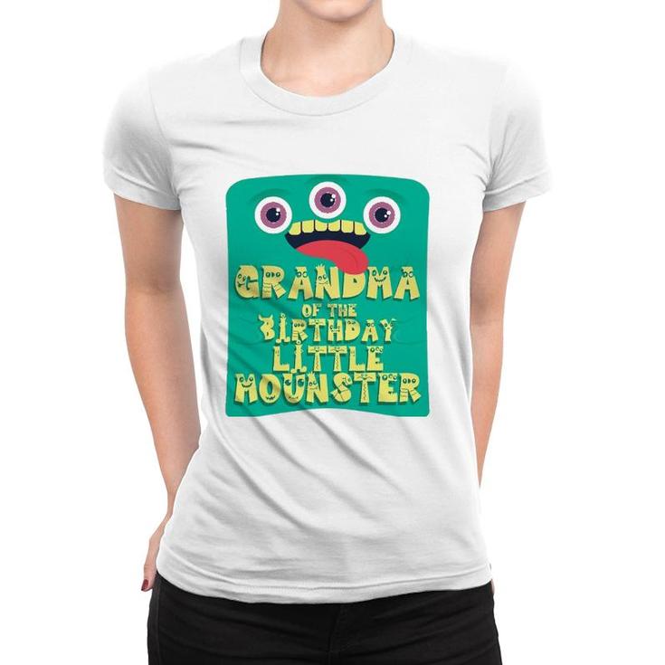 Grandma Of Birthday Boy Little Monster Matching Family Women T-shirt