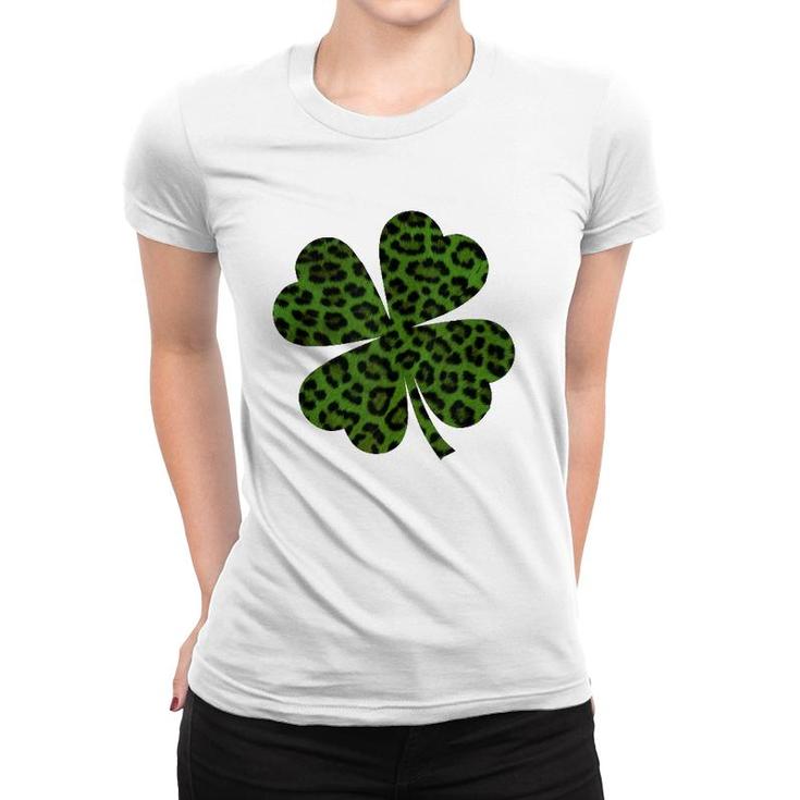 Green Leopard Shamrock Funny Irish Clover St Patrick's Day Tank Top Women T-shirt