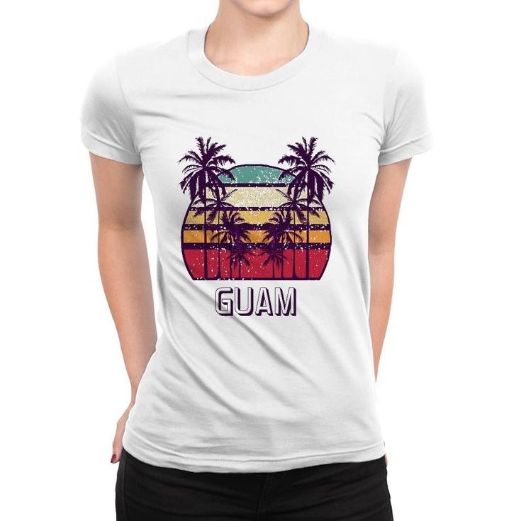 Guam Hawaii Vintage 1970'S Retro Skyline Palm Tree Women T-shirt