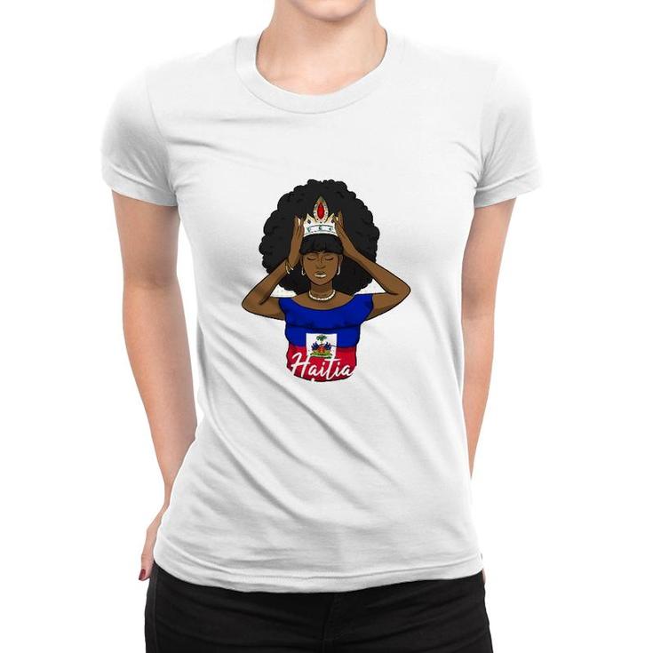 Haiti Haitian Love Flag Proud Woman Princess Crown Girl Women T-shirt