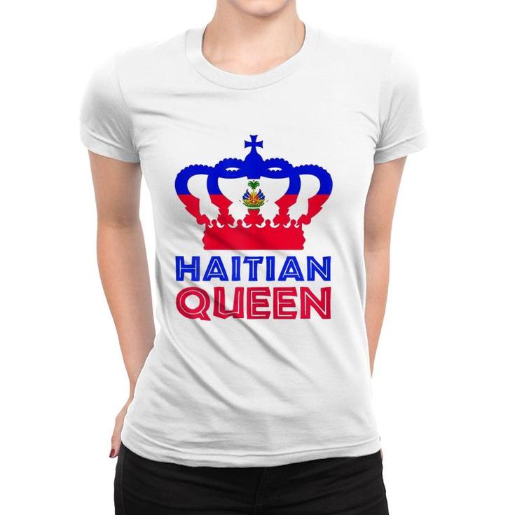 Haitian Queen Womens Red Blue Perfect Haiti Flag Crown Gift Women T-shirt