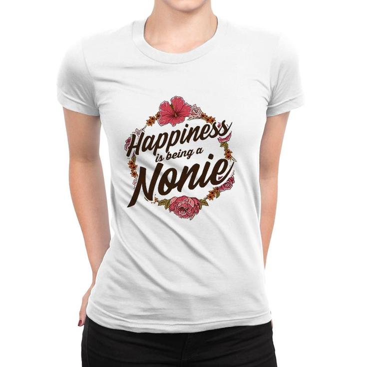 Happiness Is Being A Nonie Cute Floral Mother's Day Gift Women T-shirt