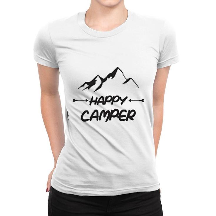 Happy Camper Mountain Scene Women T-shirt