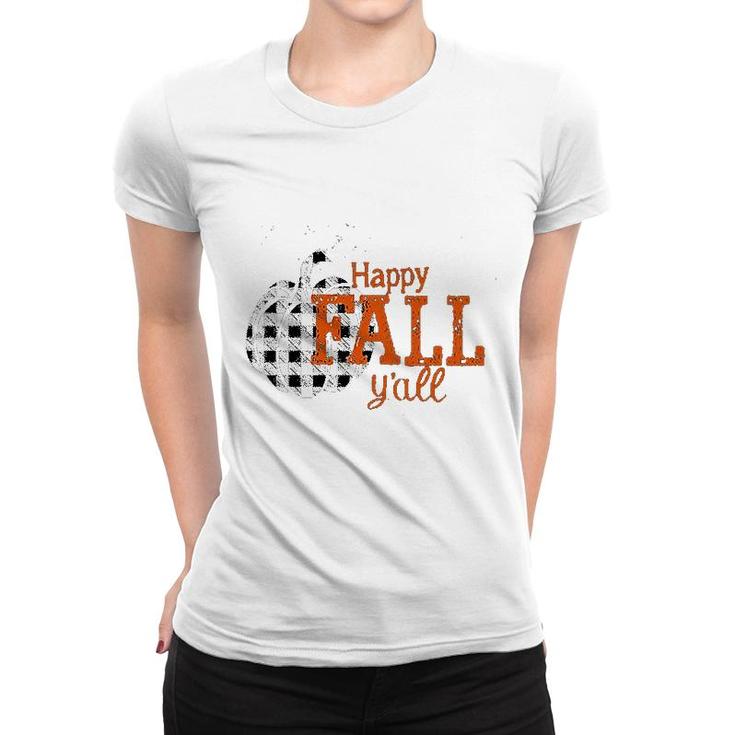 Happy Fall Yall Pumpkin Womens Mens Funny Vintage Pumpkin Halloween Cute Women T-shirt