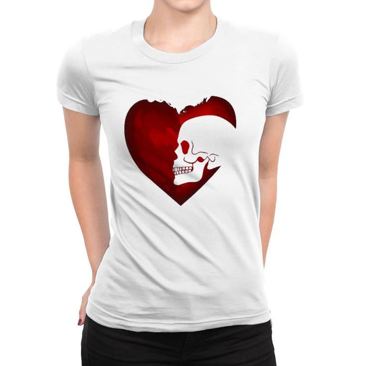 Heart Skull Happy Valentine's Day Women T-shirt