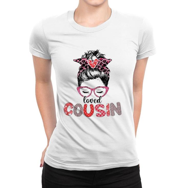 Hearts Leopard Messy Bun Cousin Xmas Valentines Mothers Day Women T-shirt