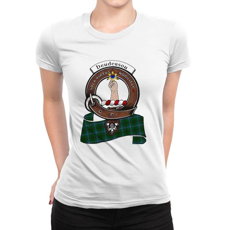 Henderson Scottish Clan Badge & Tartan Women T-shirt