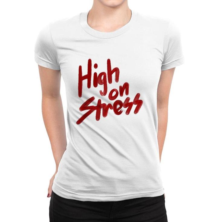 High On Stress Retro Red Spraypaint Graphic Raglan Baseball Tee Women T-shirt