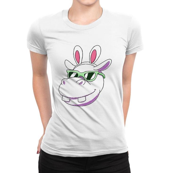Hippo Easter Bunny Rabbit Ears Cute Tee Women T-shirt