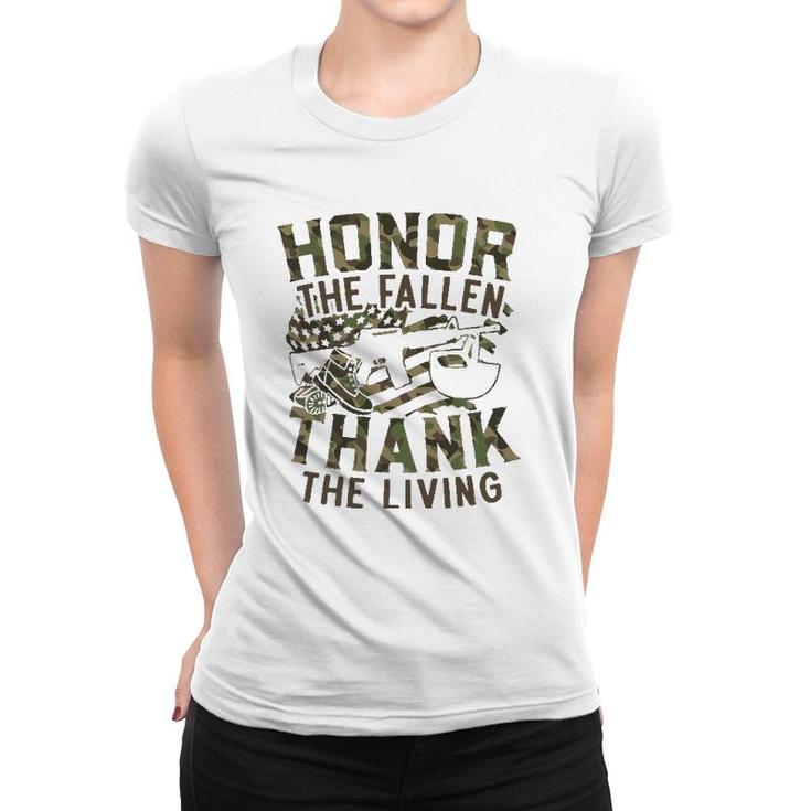 Honor The Fallen Thank The Living Usa Flag Memorial Day Women T-shirt