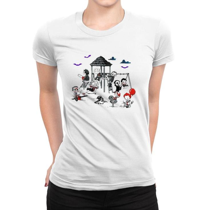 Horror Clubhouse In Park Funny Halloween Costume Women T-shirt