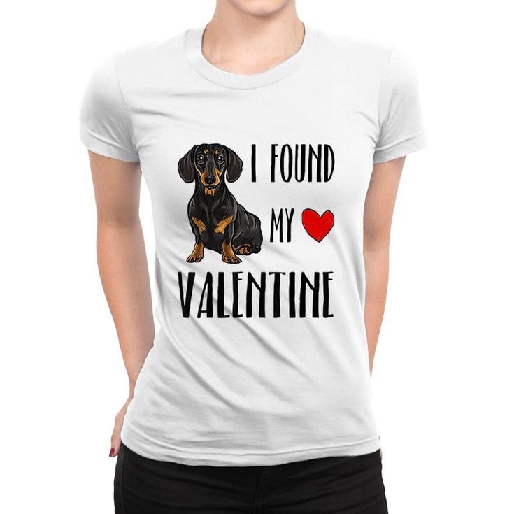 I Found My Valentine Day Black Dachshund Women T-shirt