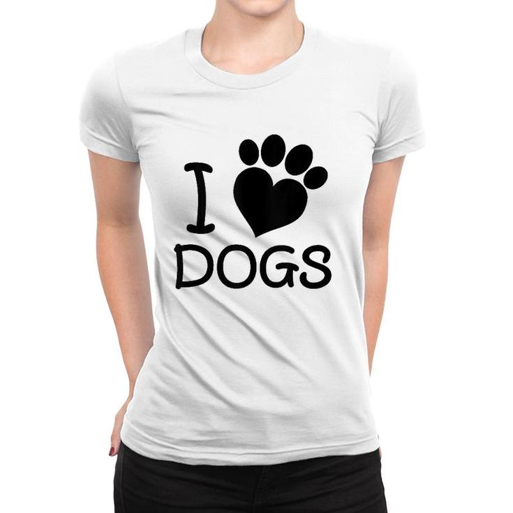 I Love Dogs Heart Paw Dog Lover  Women T-shirt