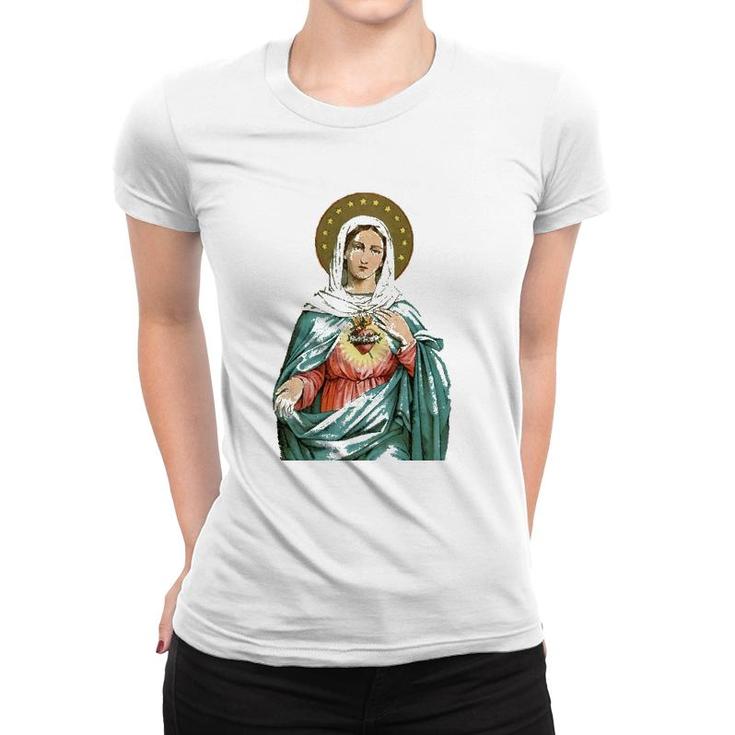 Immaculate Heart Of Mary Our Blessed Mother Catholic Vintage Women T-shirt