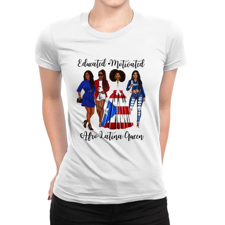 Inspiring Afro Latina Queen Puerto Rican Womans Rico Flag  Women T-shirt
