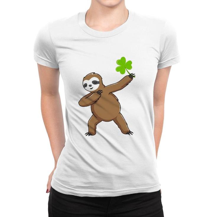 Irish Leprechaun Dabbing Sloth St Patrick's Day Gift Green Women T-shirt