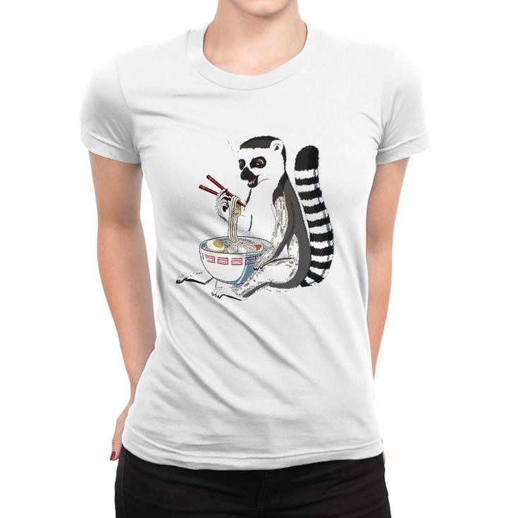 Japanese Noodles Kawaii Ramen Bowl Funny Lemur Women T-shirt