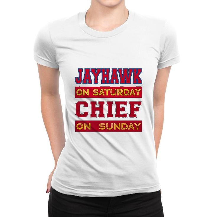 Jayhawk On Saturday Chief On Sunday Souvenir Women T-shirt