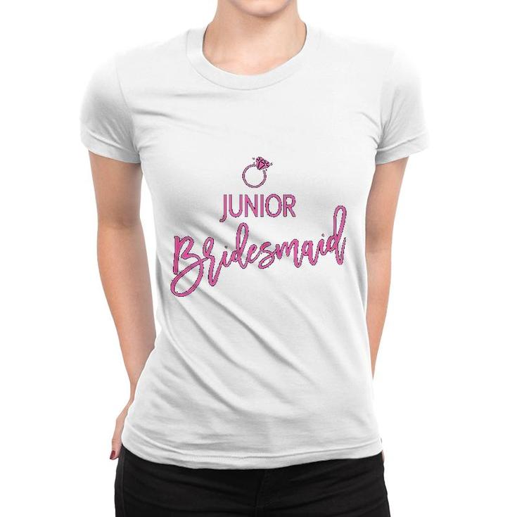 Jr Bridesmaid And Ring Script Pink Women T-shirt