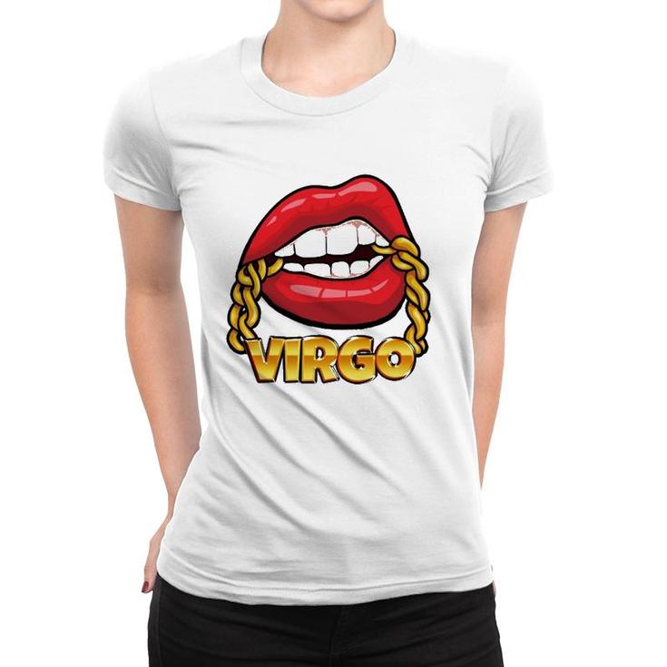 Juicy Lips Gold Chain Virgo Zodiac Sign Women T-shirt