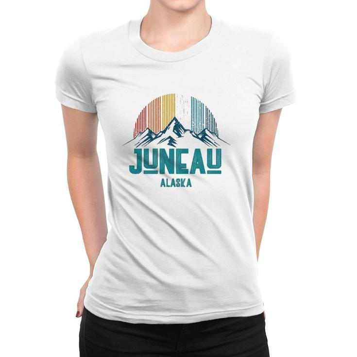 Juneau Alaska Vintage Mountains Nature Hiking Souvenir Gift Women T-shirt