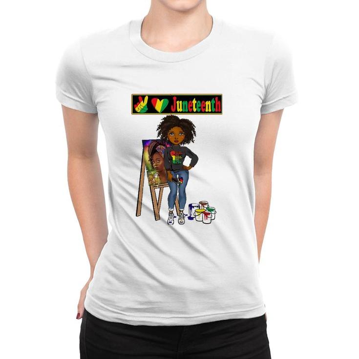 Juneteenth Black Women Melanin Peace Love Juneteenth Women Women T-shirt