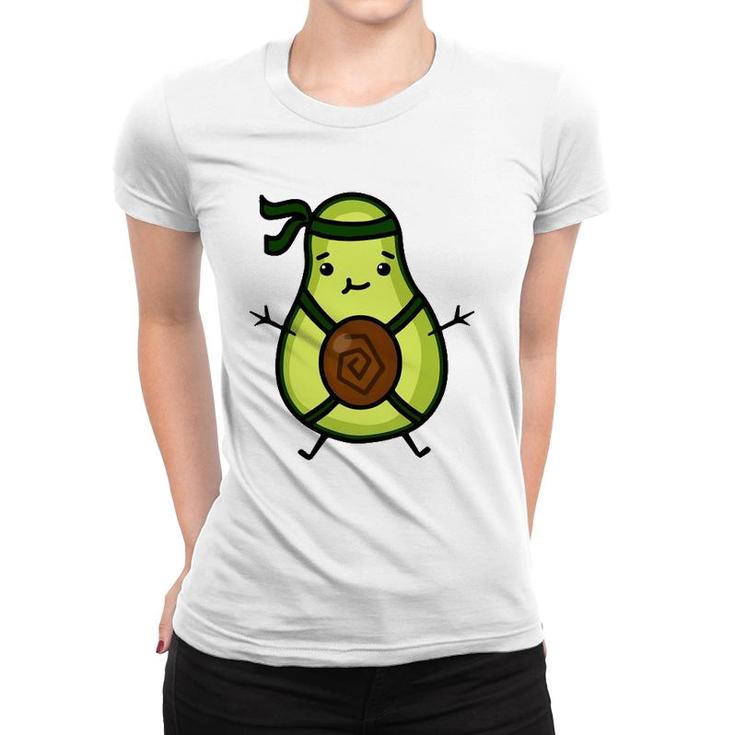 Karate Martial Arts Taekwondo Cute Avocado Cartoon Green Women T-shirt