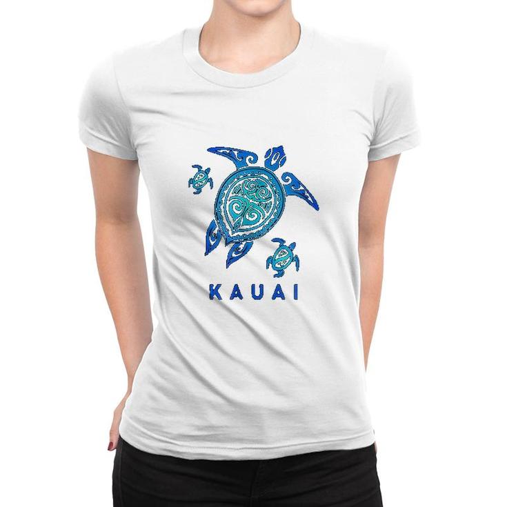 Kauai Hawaii Sea Blue Tribal Turtle Women T-shirt