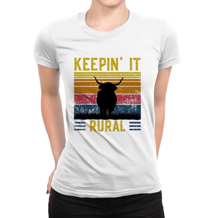 Keepin' It Rural Scottish Highland Cow For Cattle Farmer Women T-shirt