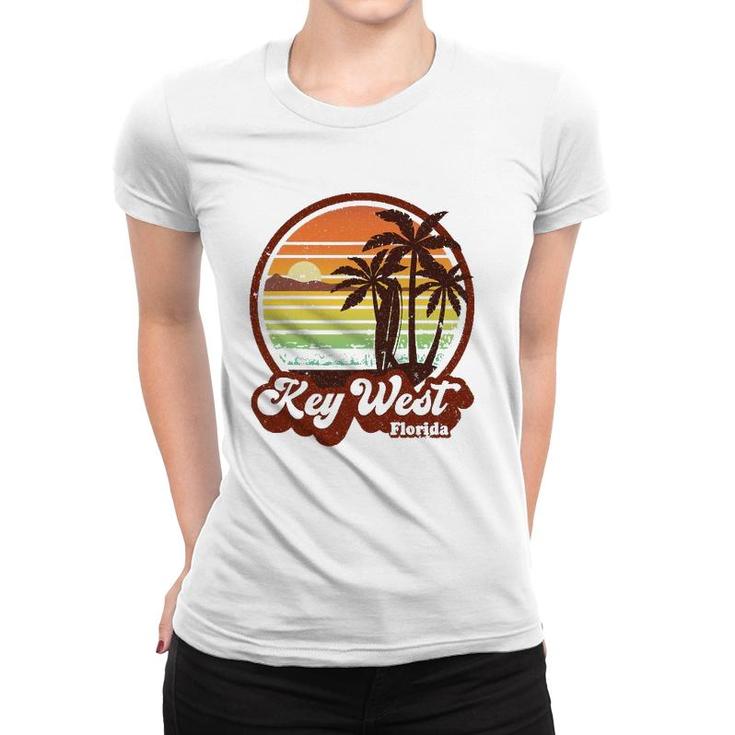 Key West Souvenirs Florida Vintage Surf Surfing Retro 70S Women T-shirt