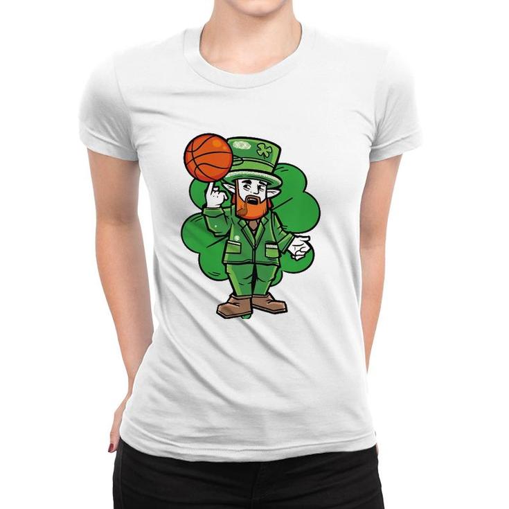 Kids Leprechaun St Patrick's Day Cool Basketball Clover Irish Gift Women T-shirt