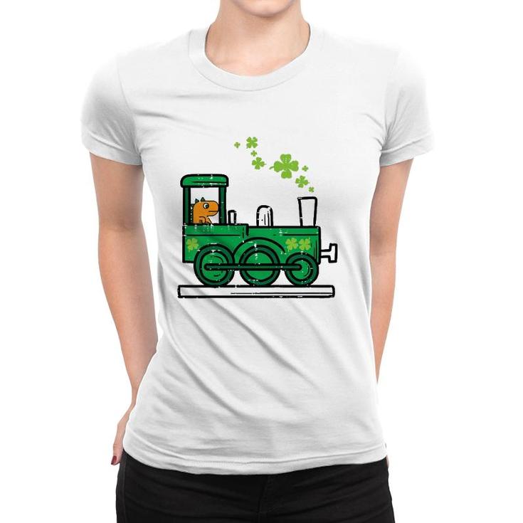 Kids Trex Train Shamrock Cute St Patrick's Day Boys Kids Toddler Women T-shirt