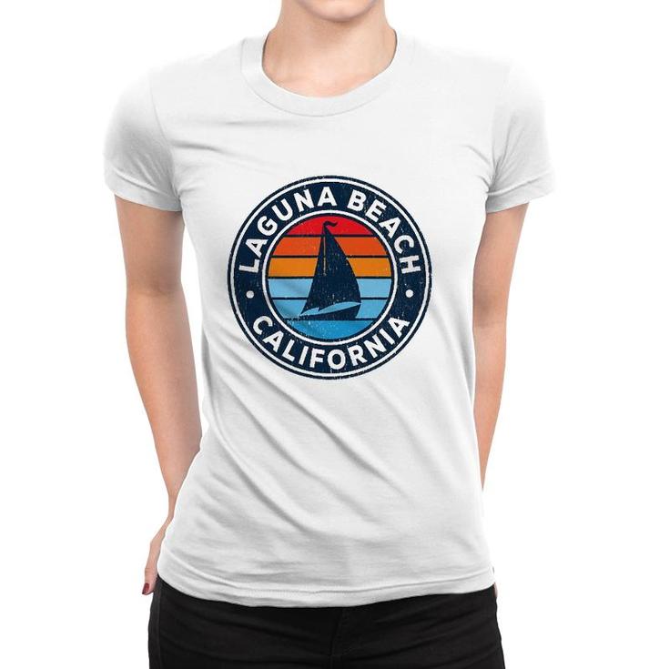Laguna Beach California Ca Vintage Sailboat Retro 70S Women T-shirt