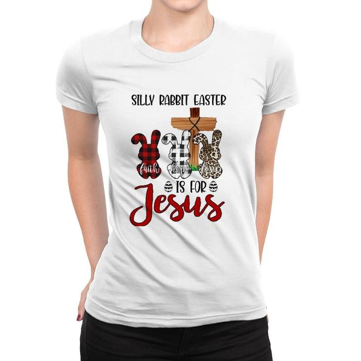 Leopard Red Plaid Silly Rabbit Easter Is For Jesus Women T-shirt