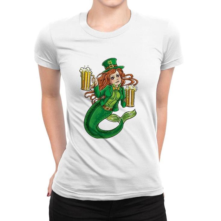 Leprechaun Mermaid St Patrick's Day Redhead Women Lady Beer Women T-shirt