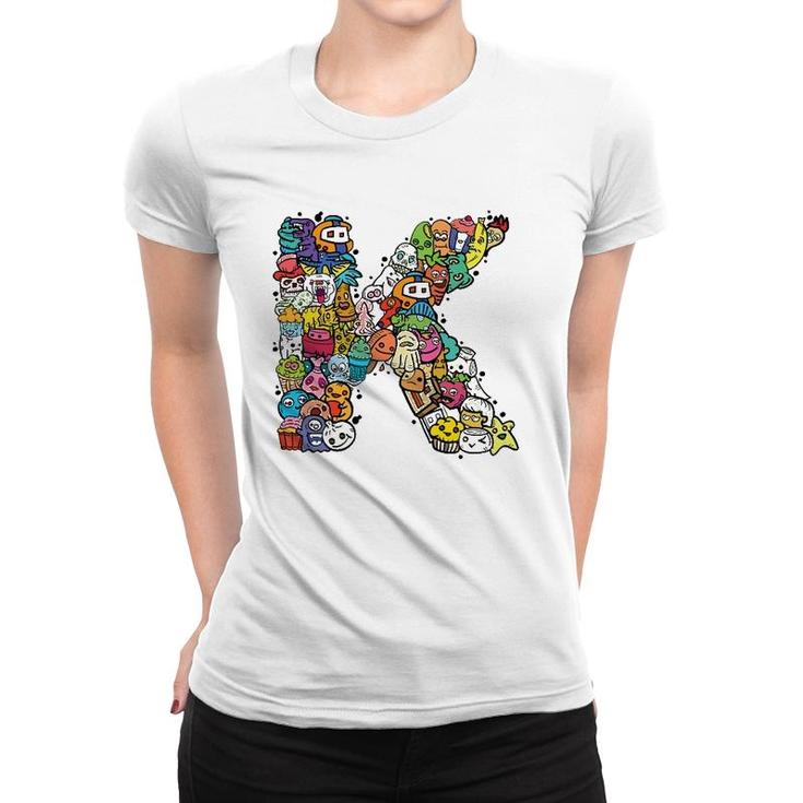 Letter K  Alphabet K Name Initial Monogrammed S Women T-shirt